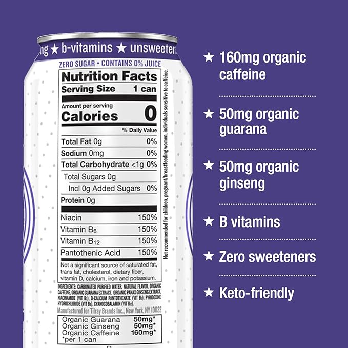 Hiball Clean Energy Seltzer Water, Caffeinated Sparkling Water Made with Vitamin B12 and Vitamin