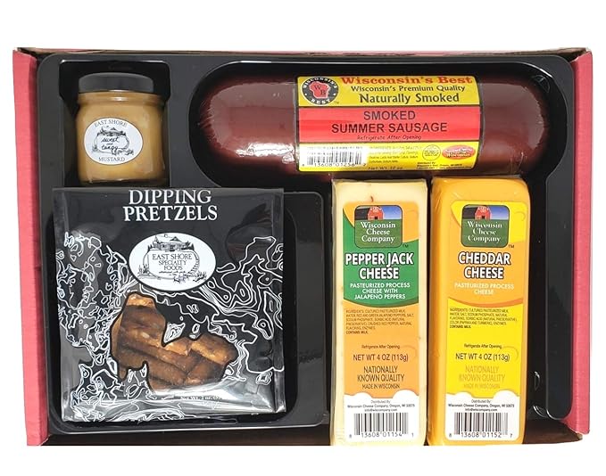 Wisconsin Cheese Company - Classic Snack Gift Box -100% Wisconsin Cheddar & Pepper Jack Cheese