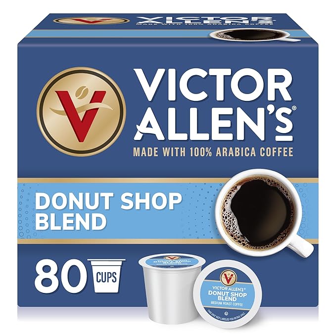 Victor Allen's Coffee Donut Shop Blend, Medium Roast, 80 Count, Single Serve Coffee Pods for Keurig