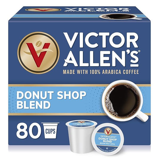 Victor Allen's Coffee Donut Shop Blend, Medium Roast, 80 Count, Single Serve Coffee Pods for Keurig