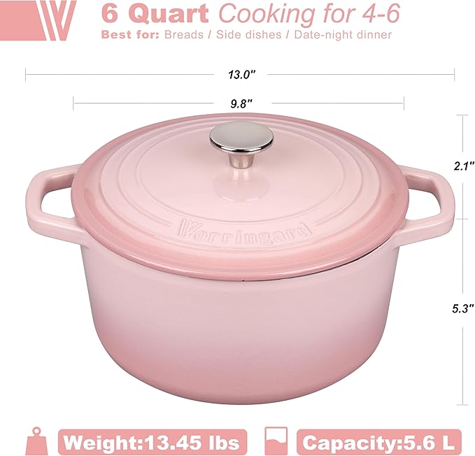 Enameled Cast Iron Dutch Oven Pot with Lid, for Bread Baking, Round Bread Oven- include Sourdough