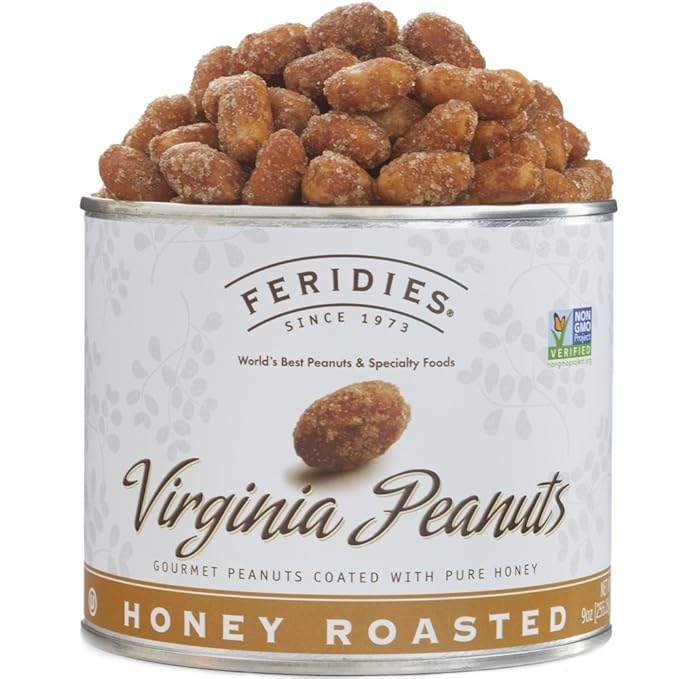 FERIDIES Peanut Sampler Gift Set with Salted Virginia Peanuts, Brittle, Honey Roasted, and 5