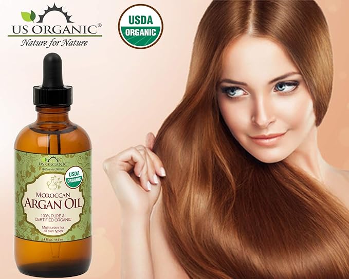 US Organic Moroccan Argan Oil, Cold-Pressed Virgin, USDA Certified, 100% Pure, Unrefined, for Hair