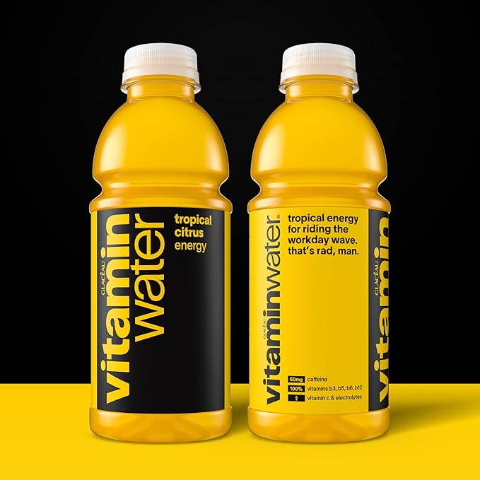 vitaminwater Energy Tropical Citrus Nutrient Enhanced Flavored Water Beverage, 20 fl oz Bottles, 12