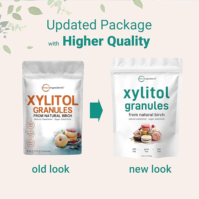 Xylitol Sweetener, 6 Pounds, Natural Sweetener, 1:1 Sugar Substitute and Low Calorie, Great for