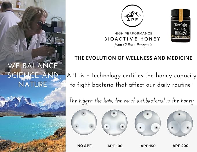 Patagonia Mountain Honey APF 100+ by TERRA ANDES PLUS | Raw natural organic honey. Highest