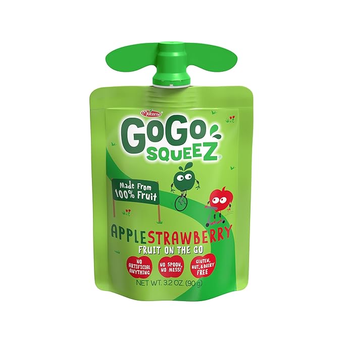 GoGo squeeZ Applesauce and Fruit Puree, Apple Strawberry, 3.2 oz (Pack of 48), Unsweetened Fruit