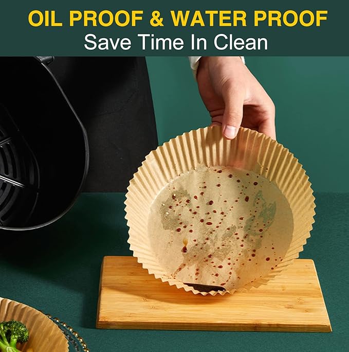 Air Fryer Disposable Paper Liner, Non-Stick Round Parchment, AirFryer Accessories, Oil Proof, Water