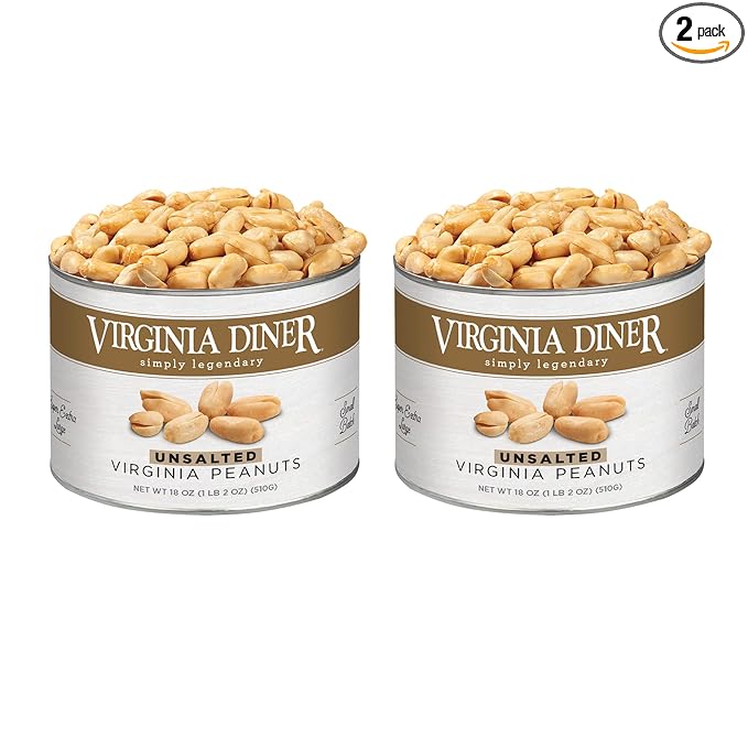 Virginia Diner Unsalted Gourmet Peanuts Blister Roasted XL Virginia Nuts All Natural VA Peanuts