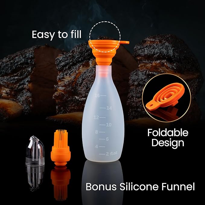Silicone Pastry Brush, All-in-One Silicone Basting Brush with Sauce Bottle, Heat Resistant BBQ