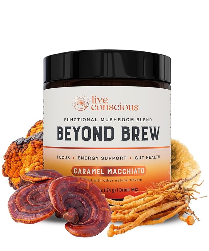 Beyond Brew Caramel Macchiato Coffee Alternative - Low Caffeine Superfood - Powerful Mushroom