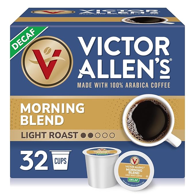Victor Allen's Coffee Decaf Morning Blend, Light Roast, 32 Count, Single Serve Coffee Pods for