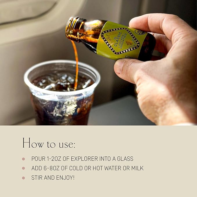 Explorer Cold Brew Organic Liquid Coffee Concentrate, Classic Regular Caffeine, Drink Iced or Hot