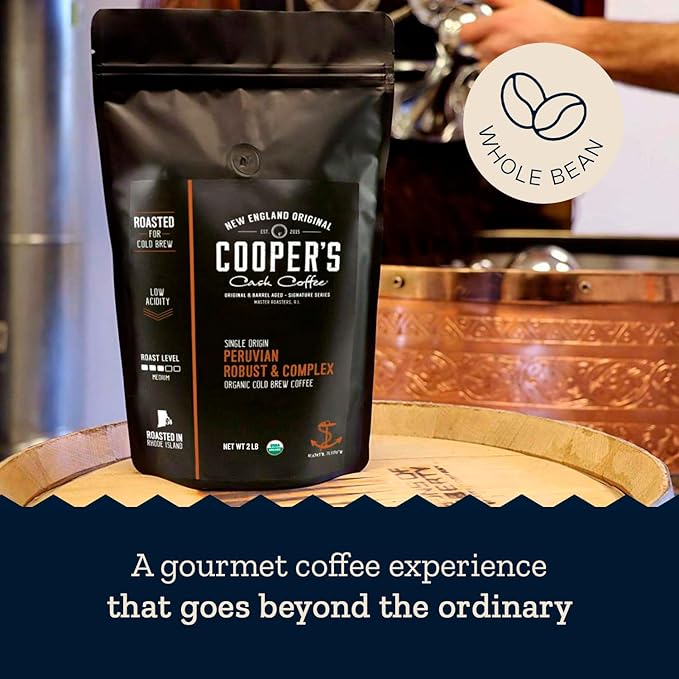 Organic Cold Brew Coffee Peru Reserve Single Origin Peruvian Coarsely Whole Bean - 2 lb. Bag