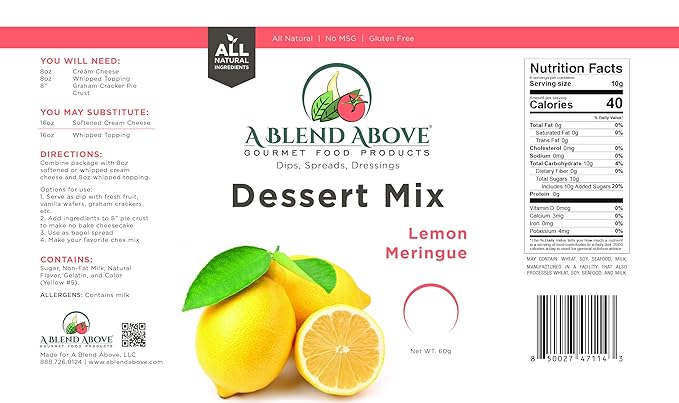 A Blend Above Lemon Meringue Pie Mix - No-Bake Desserts, All Natural, Vegan, Gluten Free, No MSG
