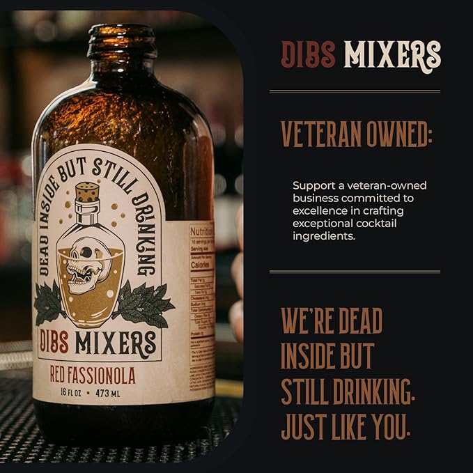 Dibs Mixers Red Fassionola - Tropical Cocktail Syrup with Strawberry, Hibiscus, Passionfruit & More