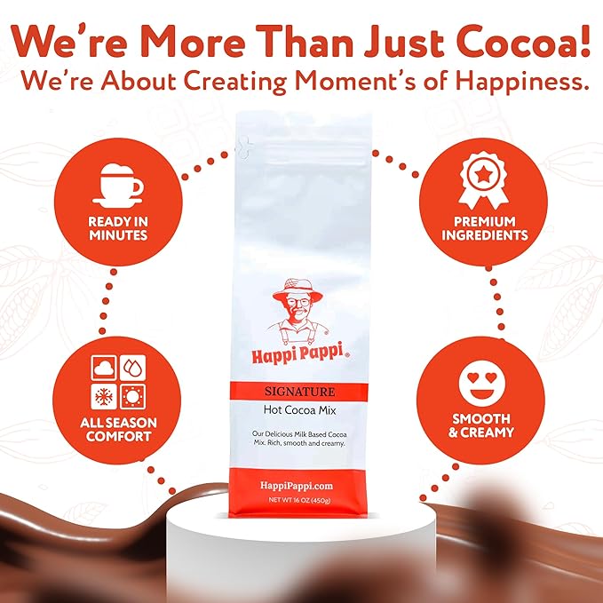 Happi Pappi - Signature Hot Cocoa Mix, Milk-Based Rich Smooth and Creamy Cocoa Powder for Instant