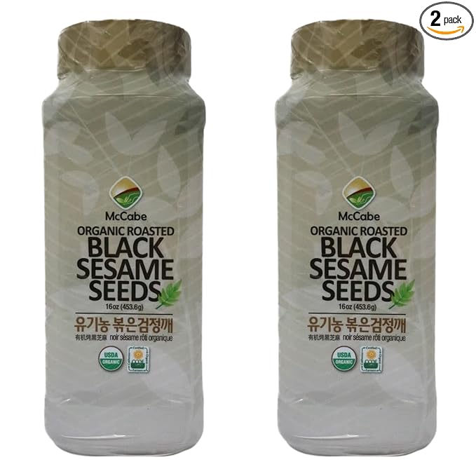 McCabe Organic Roasted Black Sesame, 1 lb (16 oz) (2 Packs), USDA Organic Certified, CCOF Certified