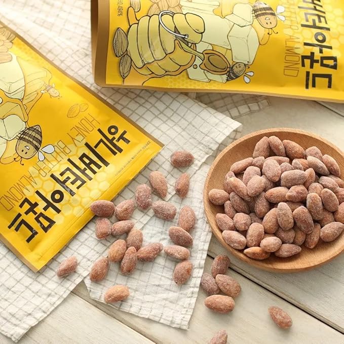 HBAF [Official Gilim Korean Honey Butter Seasoned Almonds Nut Snack | Gluten Free | Kids