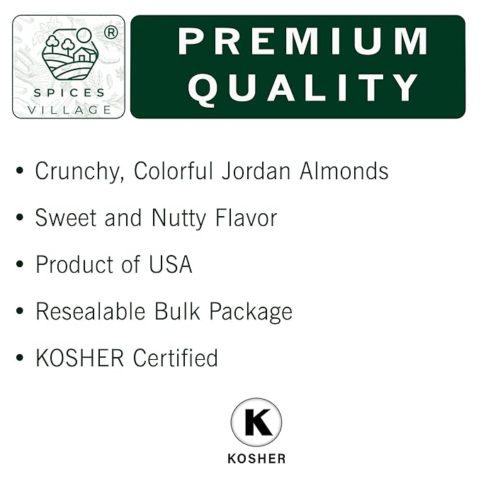 Spices Village Premium Jordan Almonds, Mini Easter Egg Shaped White Jordan Almonds, 32 oz, Kosher