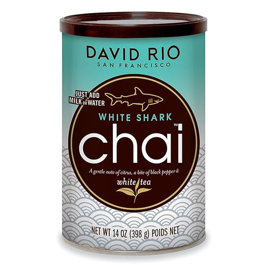 White Shark Chai Tea Latte Mix, 14 Oz, White Tea, Organic Spices, Dairy Free, Serve Hot or Cold