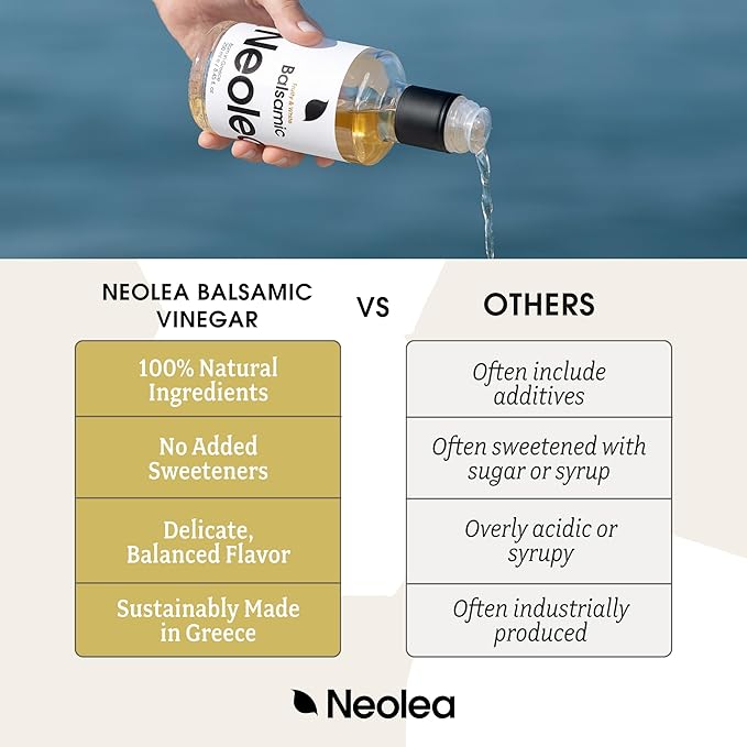 Neolea White Greek Balsamic Vinegar from Greece - American Oak w/Aged Vanilla & Honey Notes - Adds