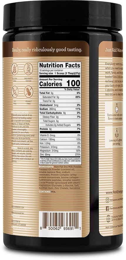 Perk Chill Dutch Hot Cocoa Flavored Drink Mix (18 Servings) - Soy Free & Peanut Free