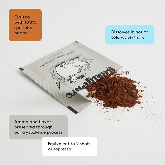 KimlyParc Craft Instant Espresso 100% Specialty Beans Medium Dark Roast Enjoy Hot or Cold 10