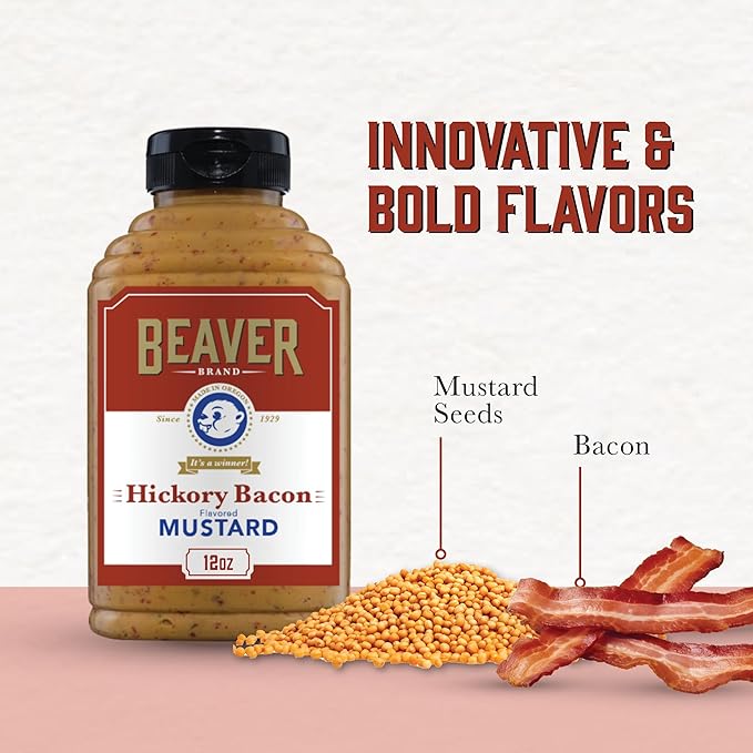 Beaver Hickory Bacon Mustard,12 oz squeeze bottle