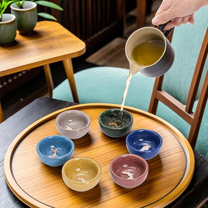 Foraineam 12 Pieces Ceramic Sake Tea Cups, Korean Soju Shot Glasses Sets, 1 oz / 30ml Tiny Sake