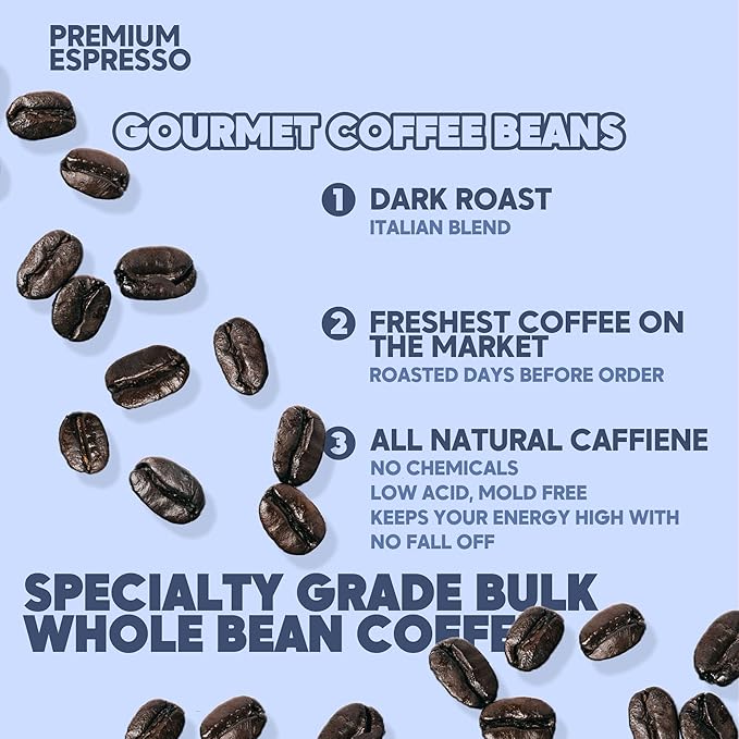 Sarasota Coffee Whole Bean Espresso | Dark Roast Gourmet Coffee Beans | Low Acid, Mold Free