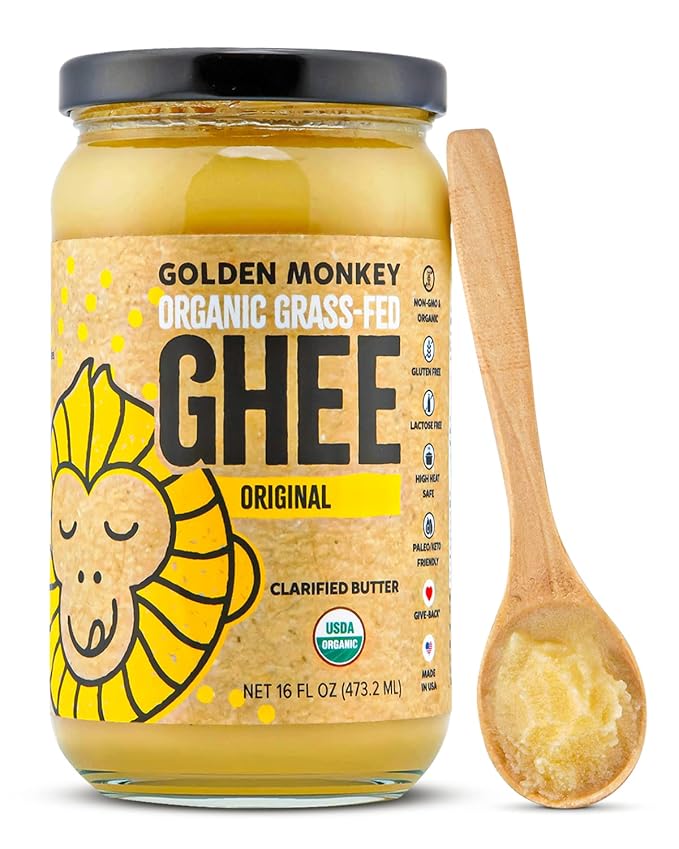 GOLDEN MONKEY Organic Ghee Butter ??Grass Fed Clarified Butter for Cooking, Baking, Keto & Gut