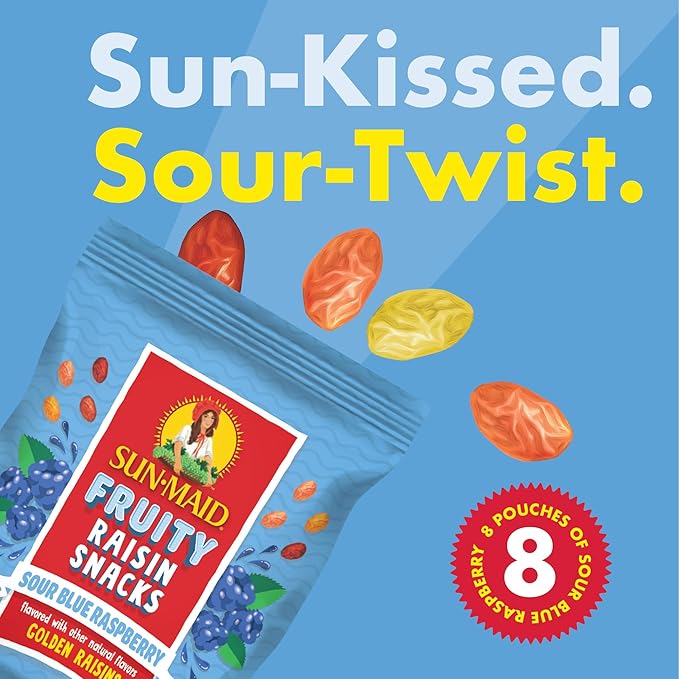 Sun-Maid Fruity Raisin Snack Variety Pack - Sour Strawberry, Watermelon & Blue Raspberry - (24