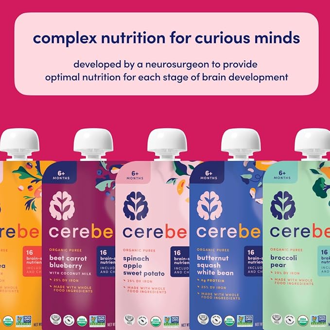 Cerebelly Baby Food Pouches ??Organic Dairy Free Smoothies for Toddlers | No Added Sugar, Fiber