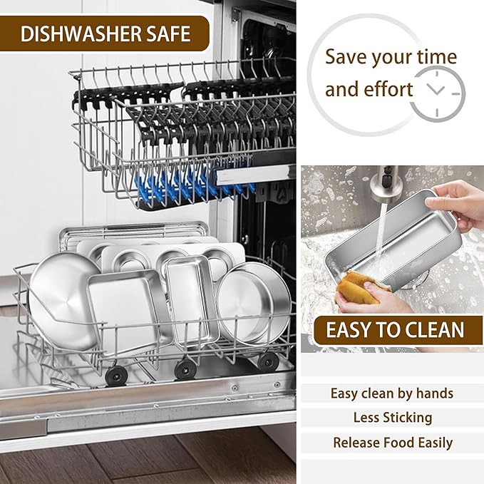 P&P CHEF Stainless Steel Bakeware Set, 12-Piece Kitchen Baking Pans Set, Baking Sheet with Rack