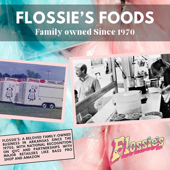 Flossie???Famous Funnel Cake Mix, 24 oz ??Resealable & Reusable Packaging, Make Authentic Carnival