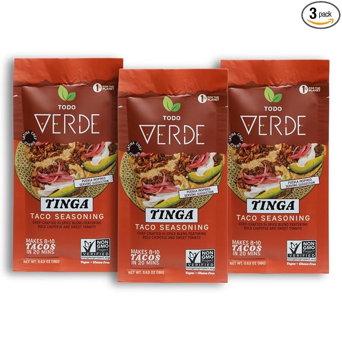 Tinga Taco Seasoning Packets - Todo Verde | Chef Curated Taco Blends with Red Miso & Black Garlic |
