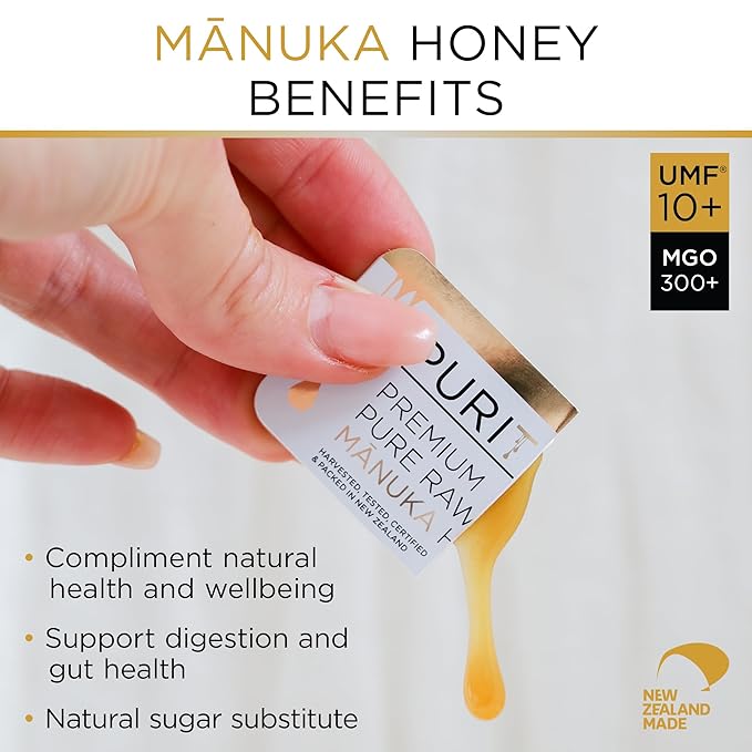 PURITI Genuine Raw Manuka Honey Snaps On The Go - UMF 10+ (MGO300+) 21 x 0.18oz Individual Snap