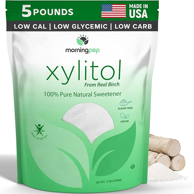 Morning Pep Pure Birch Xylitol (Keto Diet Friendly) Sweetener with no Aftertaste 5 LBs (Not from