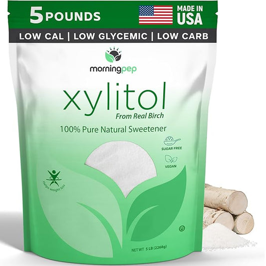 Morning Pep Pure Birch Xylitol (Keto Diet Friendly) Sweetener with no Aftertaste 5 LBs (Not from