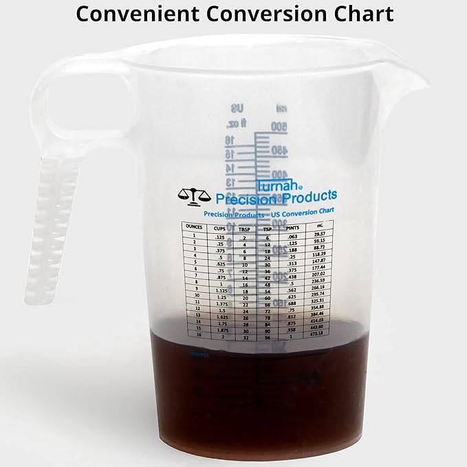 16oz, 1 Pint (2 cup) Measure Pitcher - Convenient Conversion Chart ??Multi Purpose Food Grade Great