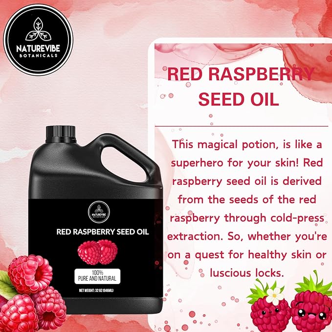 Naturevibe Botanicals Red Raspberry Oil 32 Ounces | 100% Pure and Natural | Great for Skin Care and