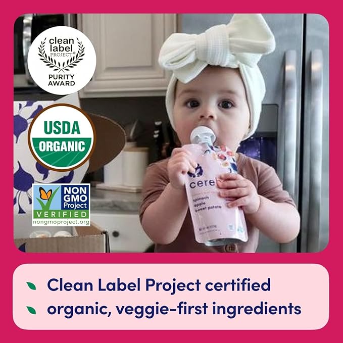 Cerebelly Baby Food Pouches ??Organic Dairy Free Smoothies for Toddlers | No Added Sugar, Fiber