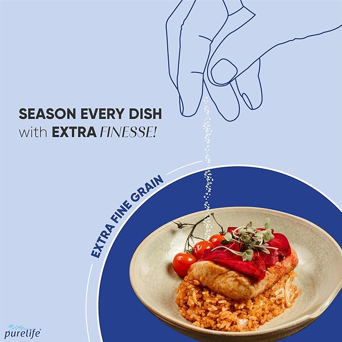 Purelife Himalayan Salt Fine - White Iodized Salt, Kosher Certified | Premium Unrefined Gourmet