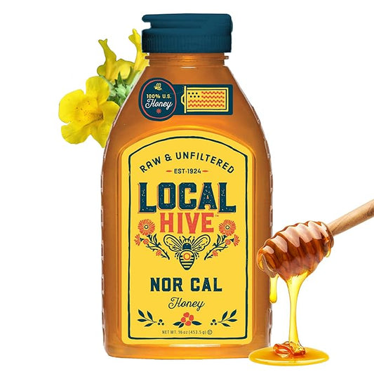 Local Hive North California Raw Unfiltered Honey – 16 oz, 100% Pure US Honey, Sourced from American