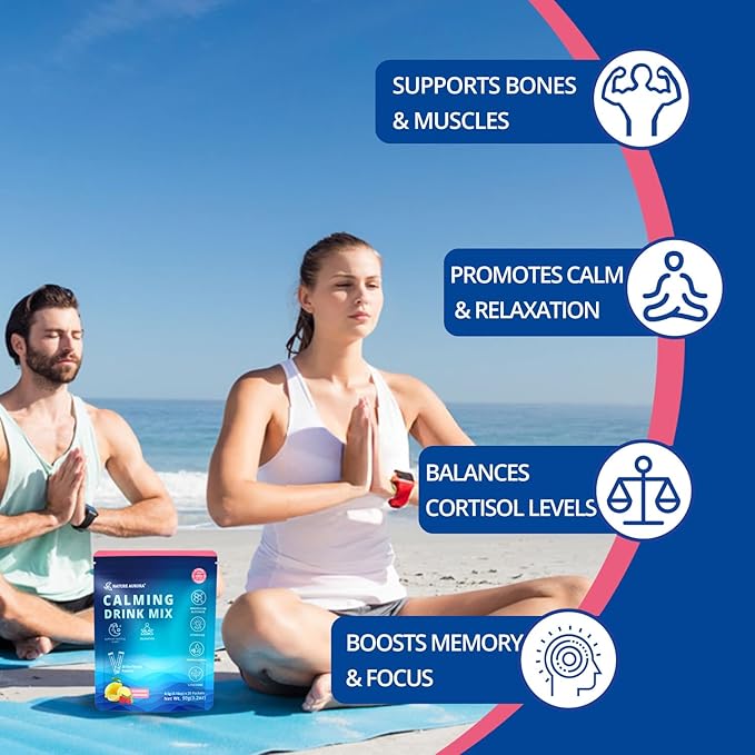 Powdered Drink Mix Calm - Adaptogenic Drink Mix with Magnesium Glycinate, Ashwagandha, Vitamin D
