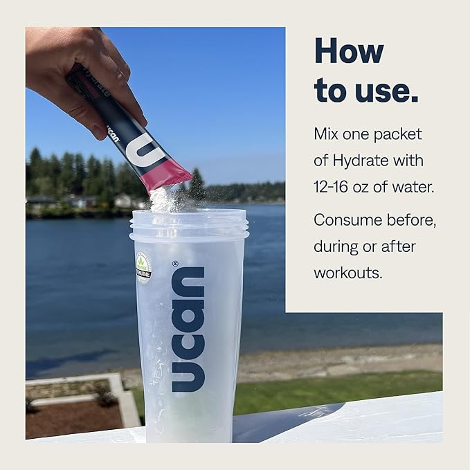 UCAN Hydrate Electrolyte Drink Mix (Lemon-Lime, 12 Stickpacks) Sugar-Free, Keto-Friendly, Vegan