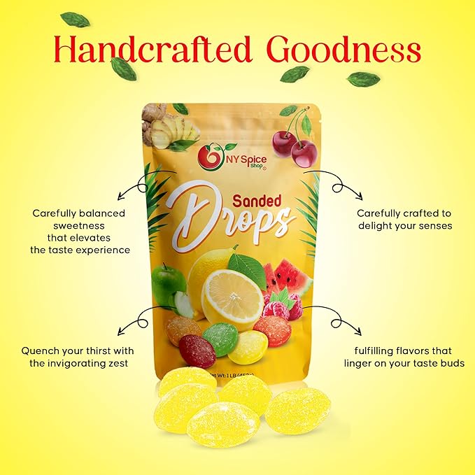 NY Spice Shop Sanded Lemon Drops - 3 Pound Lemon Hard Candy - Old Fashioned Candy - Candy Bulk
