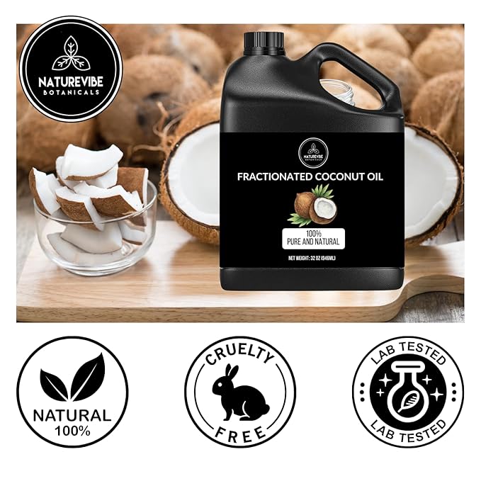 Naturevibe Botanicals Fractionated Coconut Oil 32 Ounces | 100% Pure and Natural | Great for Skin