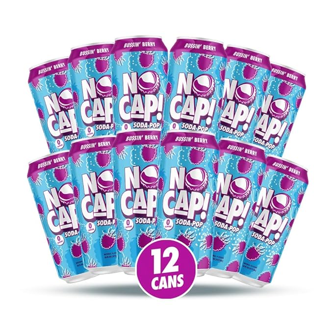 No Cap! Healthy Soda Pop Drinks, Zero Sugar, Zero Calorie, Natural Flavors, Caffeine Free, 16 Oz